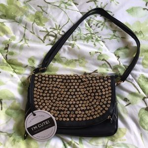 NWT Black Studded Crossbody Shoulder Purse Bag